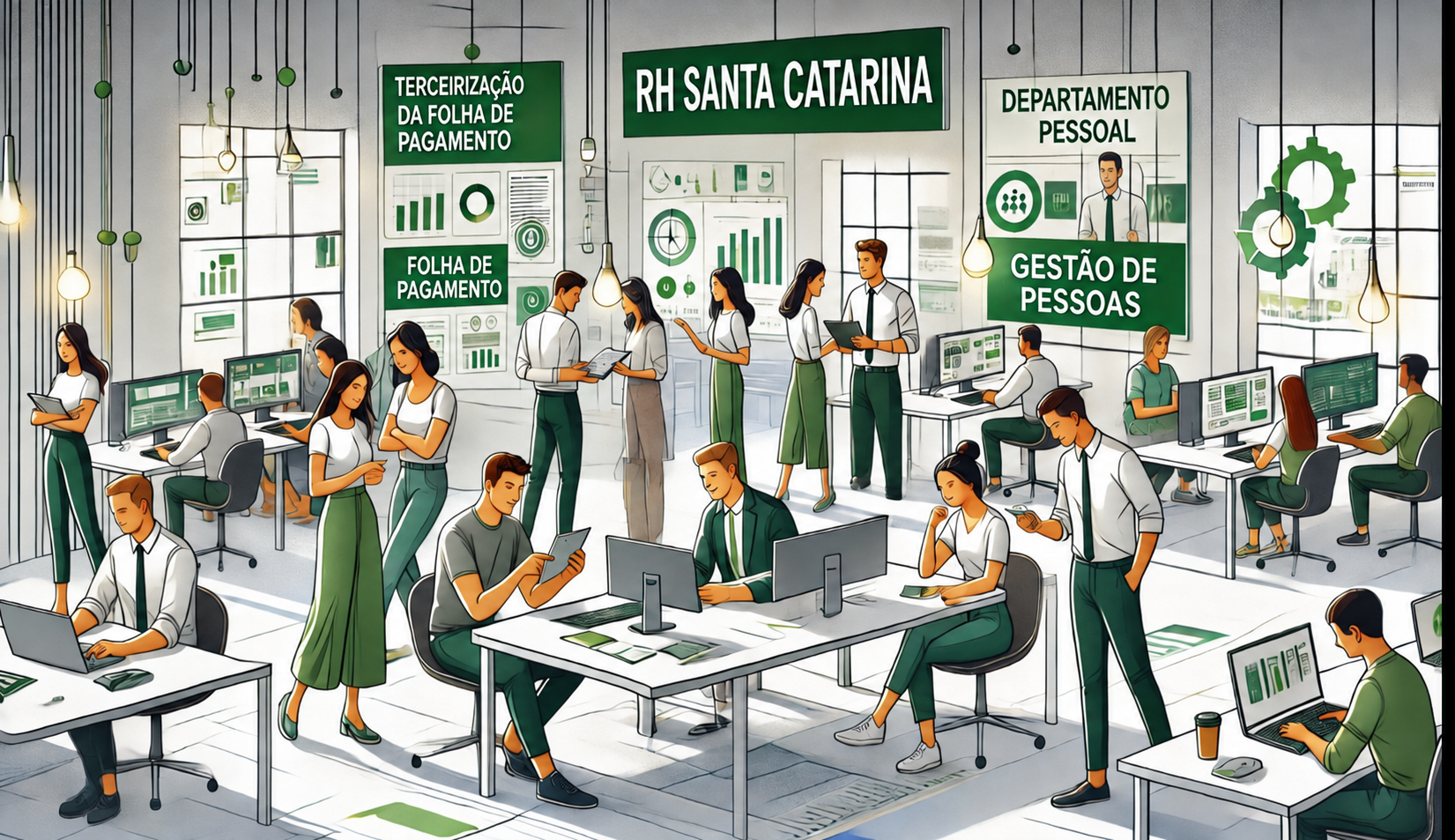 Equipe de BPO da folha de pagamento da RH Santa Catarina