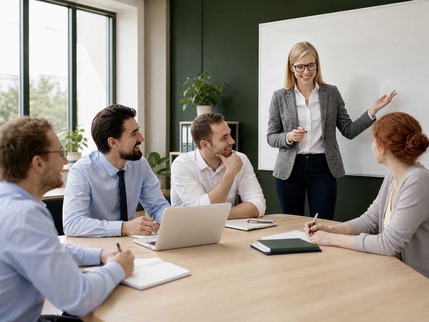Profissionais participando de um treinamento em sala de aula